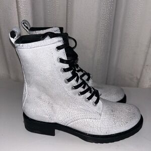 NWT Frye Veronica Womens Combat Boots Booties Crackled Distressed Leather 5.5B‎